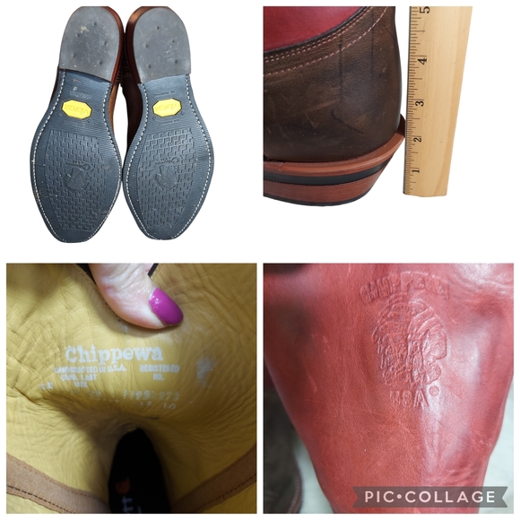 Chippewa Red Arroyo Wellington Red Shaft Brown Vamp Leather Western Boots Men's - Picture 12 of 16